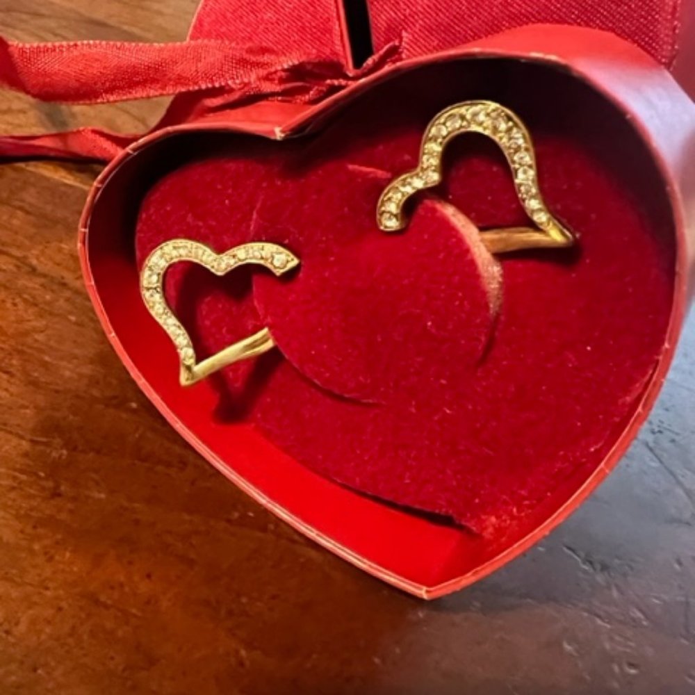 Gold Tone Heart Post Earrings